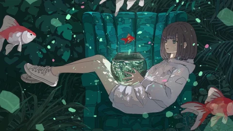 Anime Girl Under Ocean Water HD Live Wallpaper For PC - Free Live Wallpaper