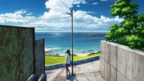 Anime Girl Looking At The Ocean HD Live Wallpaper For PC - Free Live Wallpaper