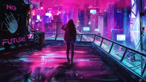 Cyberpunk City Girl HD Live Wallpaper For PC - Free Live Wallpaper