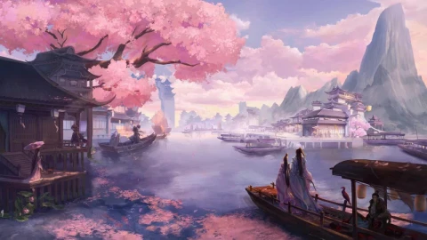 Sakura River Town HD Live Wallpaper For PC - Free Live Wallpaper