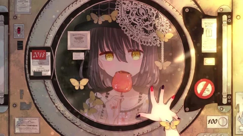 Anime Girl Standing In Front Of Washing Machine HD Live Wallpaper For PC - Free Live Wallpaper