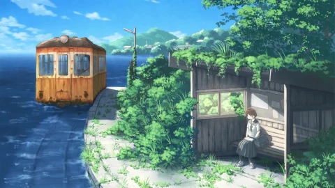 Anime Girl Waiting At The Abandoned Train Station HD Live Wallpaper For PC - Free Live Wallpaper