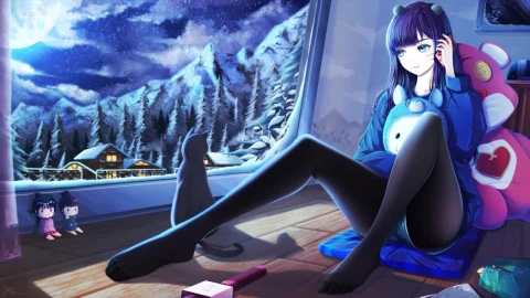 Anime Girl Looking At The Snow By The Window HD Live Wallpaper For PC - Free Live Wallpaper