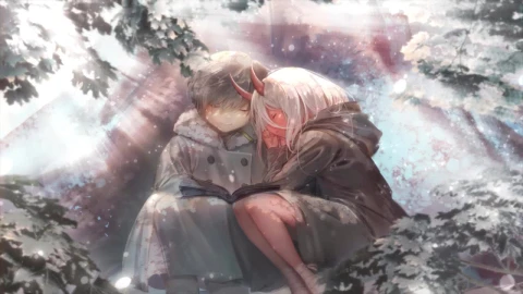 Zero Two And Hiro In The Snow Darling In The Franxx HD Live Wallpaper For PC - Free Live Wallpaper