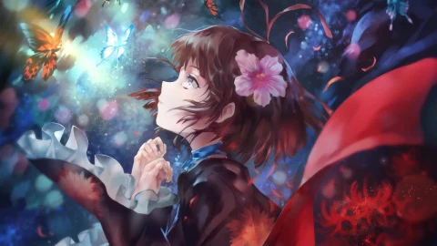 Mumei With Flowers And Butterflies Kabaneri Of The Iron Fortress HD Live Wallpaper For PC - Free Live Wallpaper