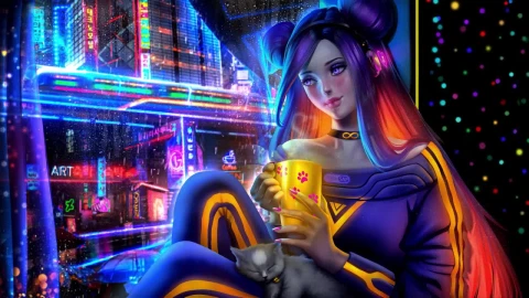Cyberpunk Girl Relaxing HD Live Wallpaper For PC - Free Live Wallpaper