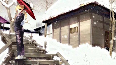 Anime Girl Standing In The Snow HD Live Wallpaper For PC - Free Live Wallpaper
