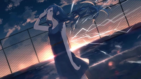 Anime Girl On The Rooftop HD Live Wallpaper For PC - Free Live Wallpaper