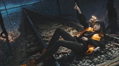 Anime Girl And Cat Lying On The Railway HD Live Wallpaper For PC - Free Live Wallpaper