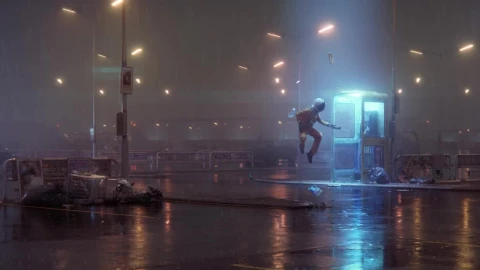 Astronaut Floating In Front Of Phone Box HD Live Wallpaper For PC - Free Live Wallpaper