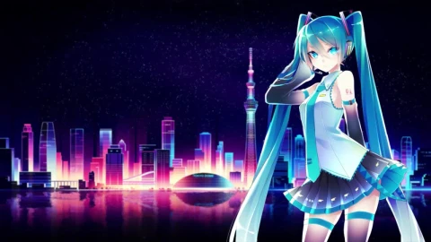 Hatsune Miku Vocaloid City Night HD Live Wallpaper For PC - Free Live Wallpaper