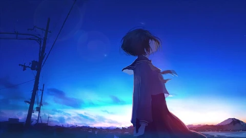 Anime Girl And Blue Sky HD Live Wallpaper For PC - Free Live Wallpaper