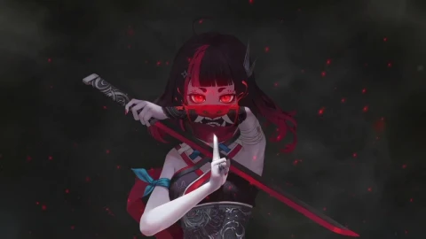 Ninja Anime Girl Oni Mask HD Live Wallpaper For PC - Free Live Wallpaper
