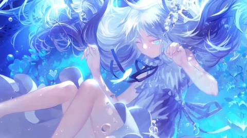 Anime Girl Playing Underwater HD Live Wallpaper For PC - Free Live Wallpaper