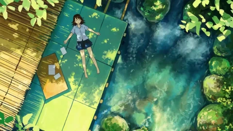 Anime Girl Lying On The Floor Relaxing After Doing Homework HD Live Wallpaper For PC - Free Live Wallpaper
