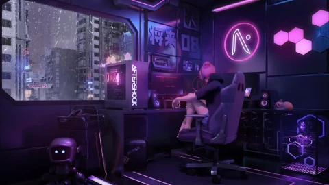 Girl In Futuristic Gaming Room HD Live Wallpaper For PC - Free Live Wallpaper