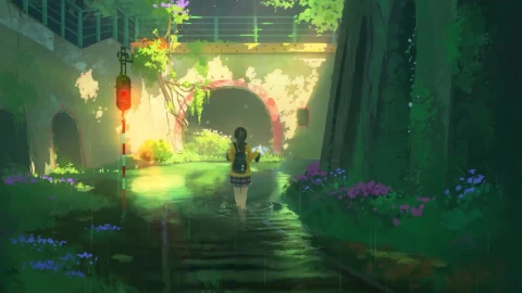 Anime Girl Walking Through The Puddle In The Rain HD Live Wallpaper For PC - Free Live Wallpaper