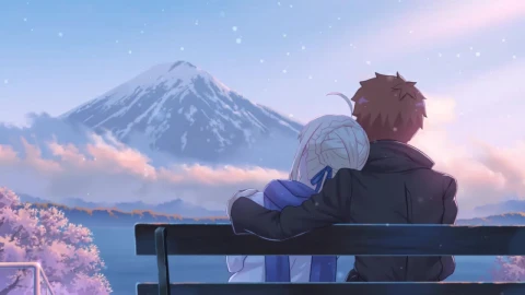 Shirou And Saber Sitting Together Fate Stay Night HD Live Wallpaper For PC - Free Live Wallpaper