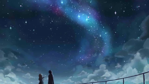 Kaori And Kousei Looking At The Starry Night Sky Your Lie In April HD Live Wallpaper For PC - Free Live Wallpaper