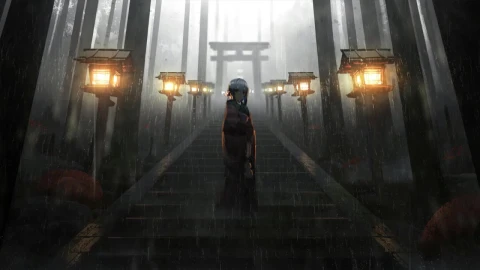 Anime Girl Torii Raining HD Live Wallpaper For PC - Free Live Wallpaper