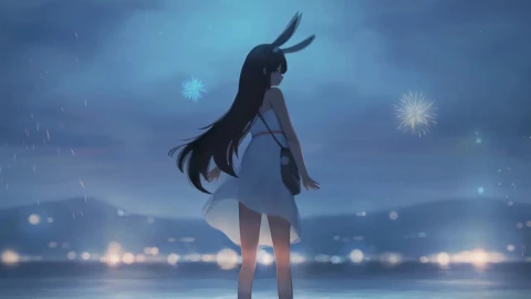 Anime Bunny Girl Firework HD Live Wallpaper For PC - Free Live Wallpaper