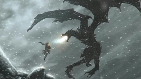 Fighting Dragon The Elder Scrolls V Skyrim HD Live Wallpaper For PC - Free Live Wallpaper