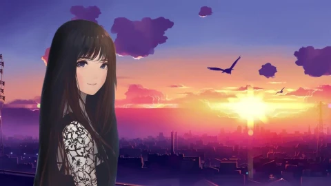 Anime Girl Sunset HD Live Wallpaper For PC - Free Live Wallpaper