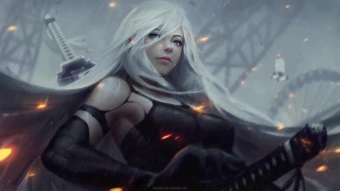 Yorha Type A No2 In The Rain Nier Automata HD Live Wallpaper For PC - Free Live Wallpaper