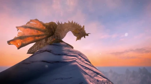 Dragon On Top Of Mountain Skyrim HD Live Wallpaper For PC - Free Live Wallpaper