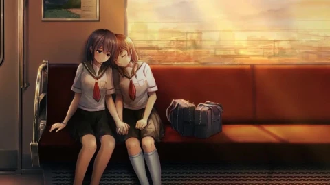 Anime Girls Taking The Train Home After School HD Live Wallpaper For PC - Free Live Wallpaper