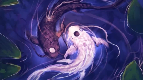 Yin Yang Koi Fish Black And White HD Live Wallpaper For PC - Free Live Wallpaper