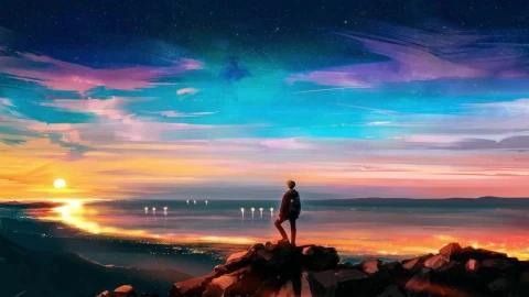 Anime Boy Watching The Sunset HD Live Wallpaper For PC - Free Live Wallpaper