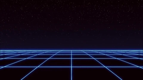 Blue 80s Style Neon Grid HD Live Wallpaper For PC - Free Live Wallpaper