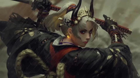 Samurai Girl In The Rain 1 HD Live Wallpaper For PC - Free Live Wallpaper
