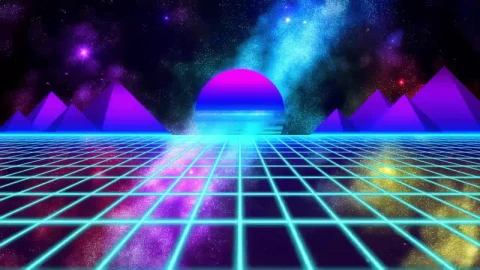 Outrun Vaporwave Sunset Starfield HD Live Wallpaper For PC - Free Live Wallpaper