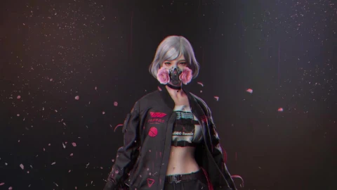 Cyberpunk Girl Flower Mask HD Live Wallpaper For PC - Free Live Wallpaper