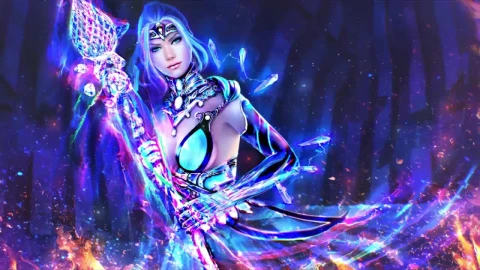 Fantasy Girl Wielding The Legendary Staff Bifrost Guild Wars 2 HD Live Wallpaper For PC - Free Live Wallpaper