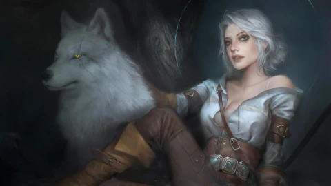 Ciri And White Wolf The Witcher 3 Wild Hunt HD Live Wallpaper For PC - Free Live Wallpaper