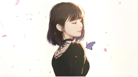 Beautiful Anime Girl With Butterfly HD Live Wallpaper For PC - Free Live Wallpaper