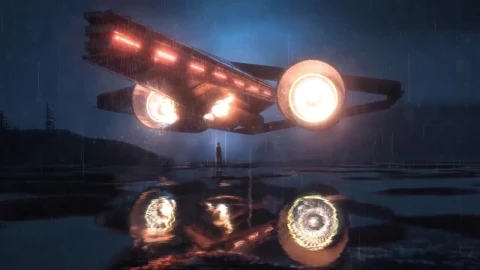 Spaceship On Rainy Night HD Live Wallpaper For PC - Free Live Wallpaper