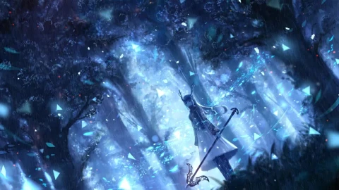 Anime Girl Blue Particle Forest HD Live Wallpaper For PC - Free Live Wallpaper