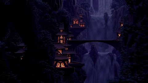 8 Bit Waterfall Night Pixel HD Live Wallpaper For PC - Free Live Wallpaper