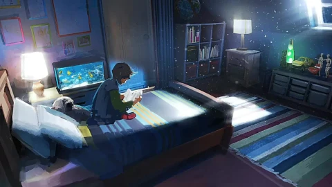 Boy Reading Book In Bed At Night HD Live Wallpaper For PC - Free Live Wallpaper