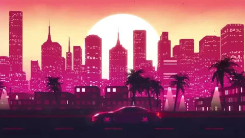Sunset Drive Synthwave HD Live Wallpaper For PC - Free Live Wallpaper