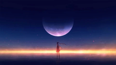 Anime Girl Under The Moon HD Live Wallpaper For PC - Free Live Wallpaper
