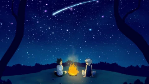 Gon And Killua Campfire Hunter X Hunter HD Live Wallpaper For PC - Free Live Wallpaper