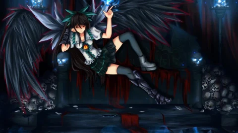 Reiuji Utsuho Sitting On The Throne Touhou HD Live Wallpaper For PC - Free Live Wallpaper