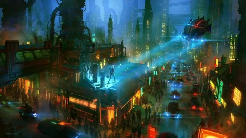 Cyberpunk Future City At Night HD Live Wallpaper For PC - Free Live Wallpaper