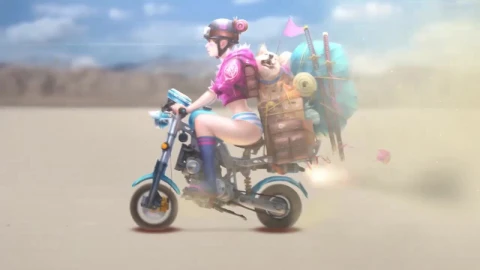 Anime Girl Riding Motorcycle In The Desert HD Live Wallpaper For PC - Free Live Wallpaper