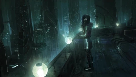 Girl Looking Futuristic City At Night HD Live Wallpaper For PC - Free Live Wallpaper